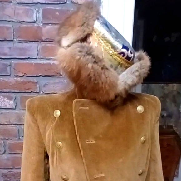 Rare Vintage Asian Print Fur Hat - Picture 1 of 6